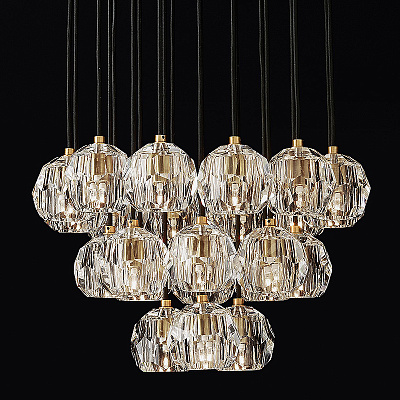 Люстра RH Boule De Cristal Round Cluster Chandelier 3 плафона   фото 1