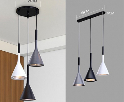 Foscarini Aplomb на 3 подвеса Черный Прямоугольная база  фото 1